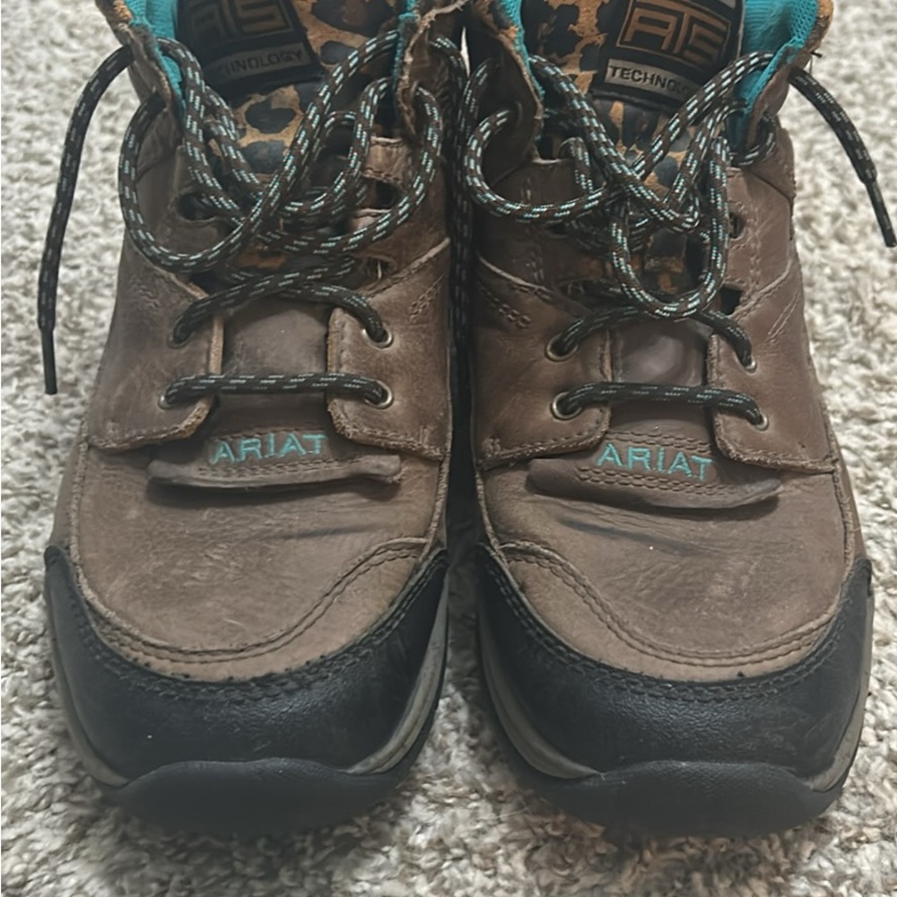 Ariat Womens Brown and Black Boots with Teal Accents